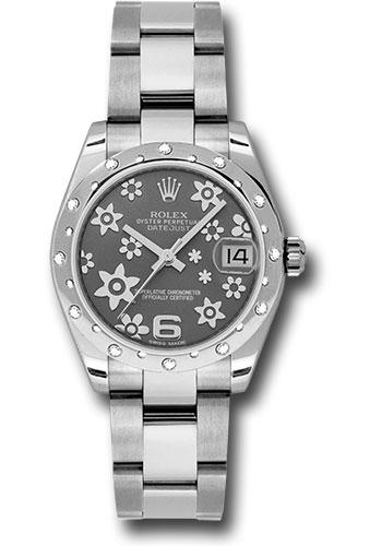 Rolex Datejust 178344 Steel and White Gold 31 24 Diamond Bezel - Dark Rhodium Floral Motif Dial - Oyster Bracelet - rfo Main image