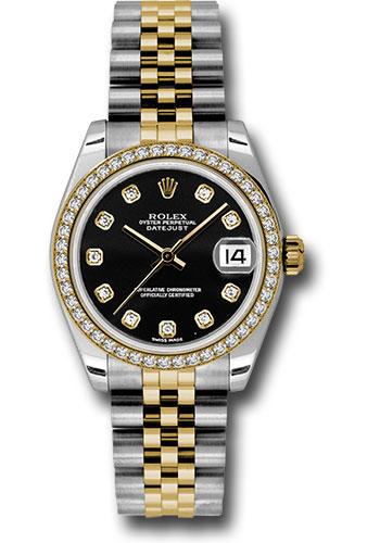 Rolex Datejust 178383 Steel and Yellow Gold 31 46 Diamond Bezel - Black Diamond Dial - Jubilee Bracelet - bkdj Main image