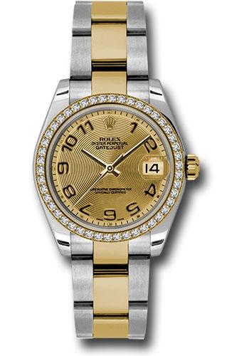 Rolex Datejust 178383 Steel and Yellow Gold 31 46 Diamond Bezel - Champagne Concentric Circle Arabic Dial - Oyster Bracelet - chcao Main image