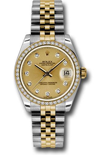 Rolex Datejust 178383 Steel and Yellow Gold 31 46 Diamond Bezel - Champagne Diamond Dial - Jubilee Bracelet - chdj