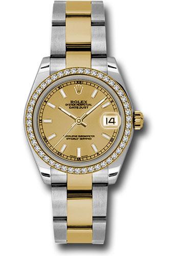 Rolex Datejust 178383 Steel and Yellow Gold 31 46 Diamond Bezel - Champagne Index Dial - Oyster Bracelet - chio Main image