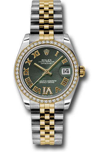 Rolex Datejust 178383 Steel and Yellow Gold 31 46 Diamond Bezel - Olive Green Diamond Roman Vi Roman Dial - Jubilee Bracelet - ogdrj Main image