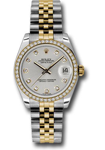 Rolex Datejust 178383 Steel and Yellow Gold 31 46 Diamond Bezel - Silver Diamond Dial - Jubilee Bracelet - sdj