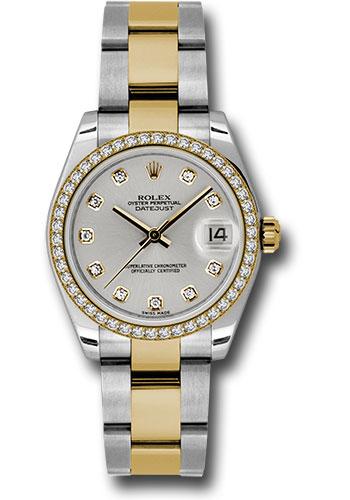 Rolex Datejust 178383 Steel and Yellow Gold 31 46 Diamond Bezel - Silver Diamond Dial - Oyster Bracelet - sdo