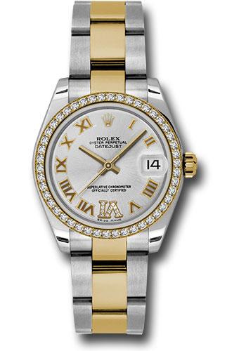 Rolex Datejust 178383 Steel and Yellow Gold 31 46 Diamond Bezel - Silver Diamond Roman Vi Roman Dial - Oyster Bracelet - sdro