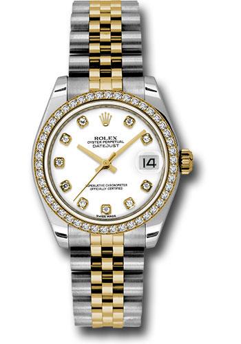 Rolex Datejust 178383 Steel and Yellow Gold 31 46 Diamond Bezel - White Diamond Dial - Jubilee Bracelet - wdj
