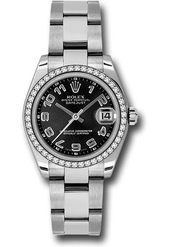 Rolex Datejust 178384 Steel and White Gold 31 46 Diamond Bezel - Black Concentric Circle Arabic Dial - Oyster Bracelet - bkcao Main image