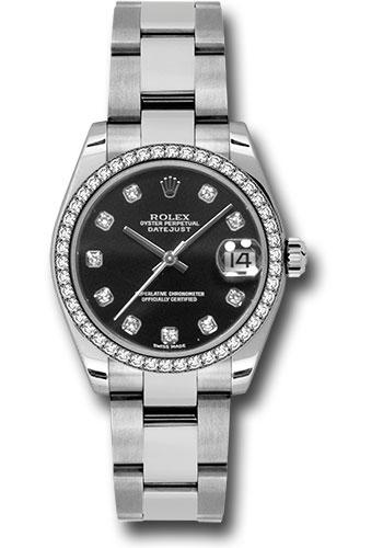 Rolex Datejust 178384 Steel and White Gold 31 46 Diamond Bezel - Black Diamond Dial - Oyster Bracelet - bkdo Main image