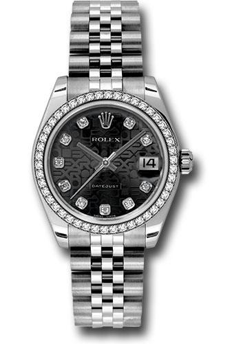 Rolex Datejust 178384 Steel and White Gold 31 46 Diamond Bezel - Black Jubilee Diamond Dial - Jubilee Bracelet - bkjdj