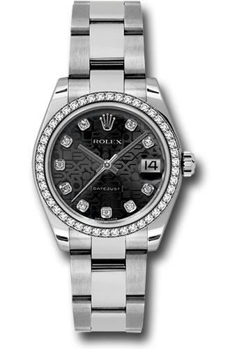 Rolex Datejust 178384 Steel and White Gold 31 46 Diamond Bezel - Black Jubilee Diamond Dial - Oyster Bracelet - bkjdo