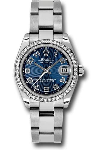 Rolex Datejust 178384 Steel and White Gold 31 46 Diamond Bezel - Blue Concentric Circle Arabic Dial - Oyster Bracelet - blcao