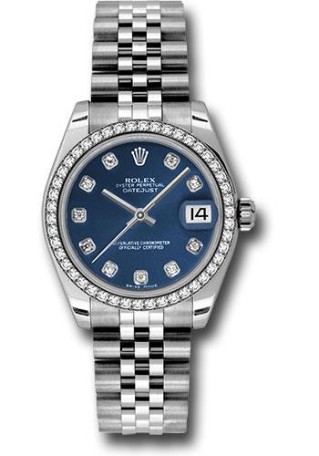 Rolex Datejust 178384 Steel and White Gold 31 46 Diamond Bezel - Blue Diamond Dial - Jubilee Bracelet - bldj