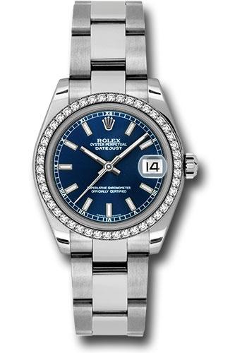 Rolex Datejust 178384 Steel and White Gold 31 46 Diamond Bezel - Blue Index Dial - Oyster Bracelet - blio