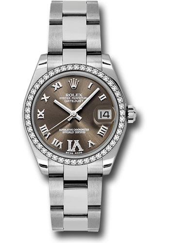 Rolex Datejust 178384 Steel and White Gold 31 46 Diamond Bezel - Bronze Diamond Roman Vi Roman Dial - Oyster Bracelet - brdro