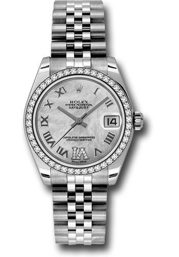 Rolex Datejust 178384 Steel and White Gold 31 46 Diamond Bezel - Mother-Of-Pearl Diamond Roman Vi Roman Dial - Jubilee Bracelet - mdrj