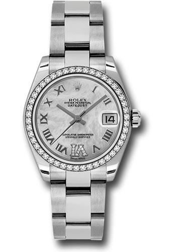 Rolex Datejust 178384 Steel and White Gold 31 46 Diamond Bezel - Mother-Of-Pearl Diamond Roman Vi Roman Dial - Oyster Bracelet - mdro