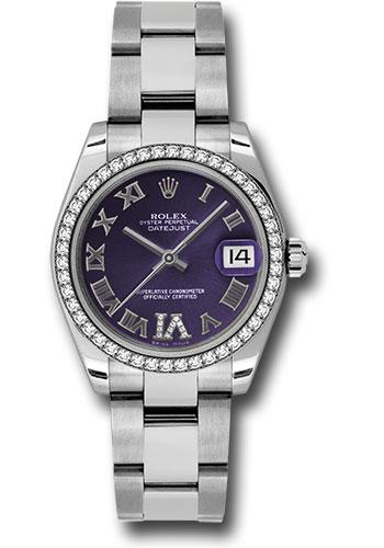 Rolex Datejust 178384 Steel and White Gold 31 46 Diamond Bezel - Purple Diamond Roman Vi Roman Dial - Oyster Bracelet - pdro Main image