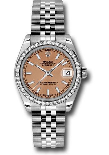 Rolex Datejust 178384 Steel and White Gold 31 46 Diamond Bezel - Pink Index Dial - Jubilee Bracelet - pij