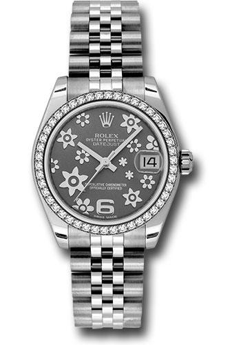 Rolex Datejust 178384 Steel and White Gold 31 46 Diamond Bezel - Dark Rhodium Floral Motif Arabic 6 Dial - Jubilee Bracelet - rfj Main image