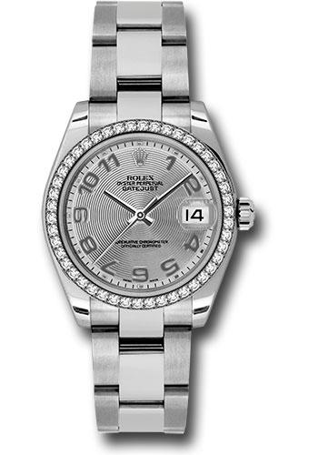 Rolex Datejust 178384 Steel and White Gold 31 46 Diamond Bezel - Silver Concentric Circle Arabic Dial - Oyster Bracelet - scao