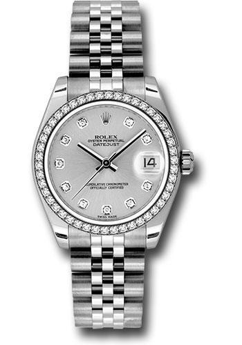 Rolex Datejust 178384 Steel and White Gold 31 46 Diamond Bezel - Silver Diamond Dial - Jubilee Bracelet - sdj