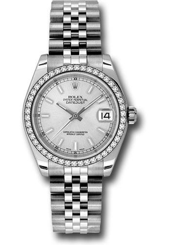 Rolex Datejust 178384 Steel and White Gold 31 46 Diamond Bezel - Silver Index Dial - Jubilee Bracelet - sij