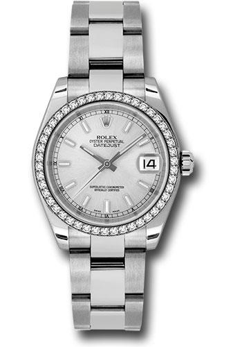 Rolex Datejust 178384 Steel and White Gold 31 46 Diamond Bezel - Silver Index Dial - Oyster Bracelet - sio