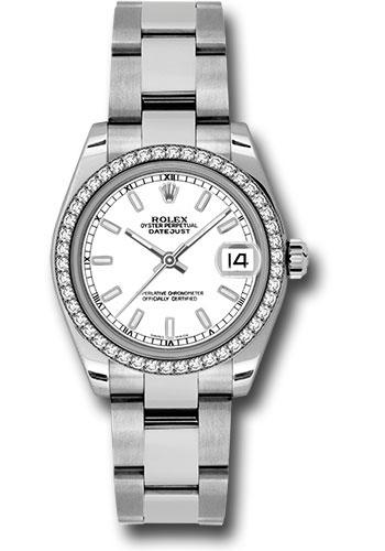Rolex Datejust 178384 Steel and White Gold 31 46 Diamond Bezel - White Index Dial - Oyster Bracelet - wio