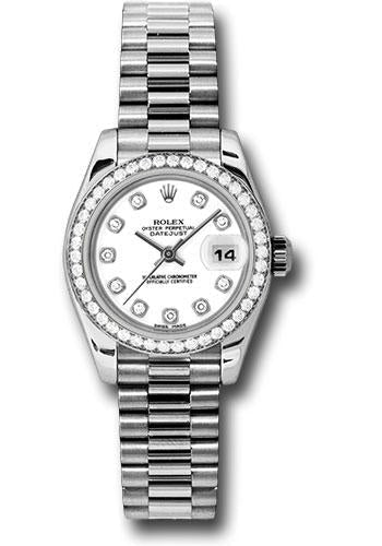 Rolex Lady-Datejust 179136 Platinum 26 42 Diamond Bezel - White Diamond Dial - President Bracelet - wdp Main image