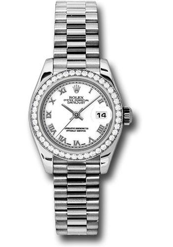 Rolex Lady-Datejust 179136 Platinum 26 42 Diamond Bezel - White Roman Dial - President Bracelet - wrp Main image