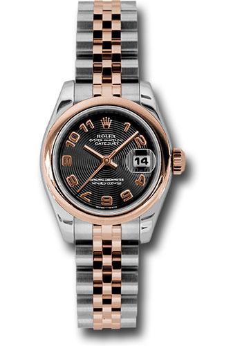 Rolex Lady-Datejust 179161 Steel and Everose Gold Rolesor Lady Datejust 26 Domed Bezel - Black Concentric Circle Arabic Dial - Jubilee Bracelet - bkcaj