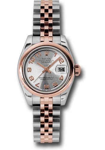 Rolex Lady-Datejust 179161 Steel and Everose Gold Rolesor Lady Datejust 26 Domed Bezel - Silver Concentric Circle Arabic Dial - Jubilee Bracelet - scaj