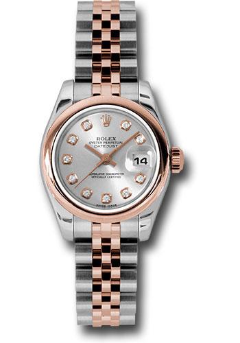 Rolex Lady-Datejust 179161 Steel and Everose Gold Rolesor Lady Datejust 26 Domed Bezel - Silver Diamond Dial - Jubilee Bracelet - sdj