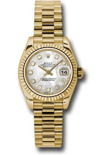 Rolex Lady-Datejust 179178 Yellow Gold 26 Fluted Bezel - Mother-Of-Pearl Diamond Dial - President Bracelet - mdp Main image