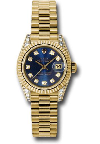 Rolex Lady-Datejust 179238 Yellow Gold 26 Fluted Bezel - Blue Diamond Dial - President Bracelet - bldp Main image