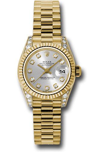 Rolex Lady-Datejust 179238 Yellow Gold 26 Fluted Bezel - Silver Diamond Dial - President Bracelet - sdp Main image