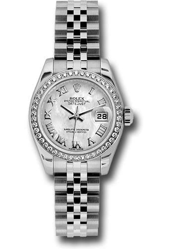 Rolex Lady-Datejust 179384 Steel and White Gold Lady Datejust 26 46 Diamond Bezel - White Mother-Of-Pearl Roman Dial - Jubilee Bracelet - mrj