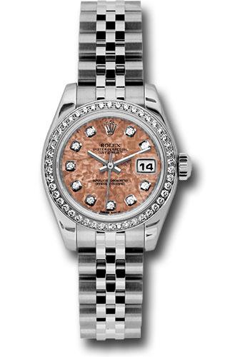 Rolex Lady-Datejust 179384 Steel and White Gold 26 46 Diamond Bezel - Pink Gold Crystal Diamond Dial - Jubilee Bracelet - pgcdj Main image