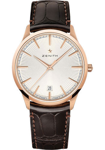Zenith 18.3100.670/01.C920 Elite Classic Rose Gold - Silver Dial - Brown Alligator Strap