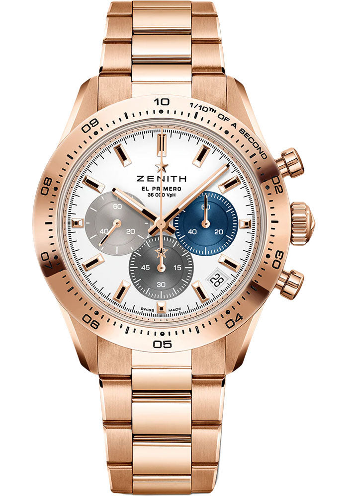 Zenith 18.3101.3600/69.M3100 Chronomaster Sport 41mm Gold Case - White Matte Dial - Gold Bracelet