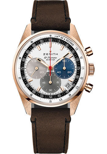 Zenith 18.3200.3600/69.C901 Chronomaster Original Rose Gold - White Dial - Leather Strap