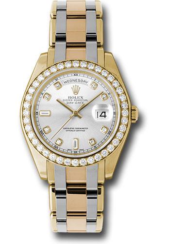 Rolex Day-Date 18948TRI Yellow Gold Special Edition 39 40 Diamond Bezel - Silver Diamond Dial - sd Main image