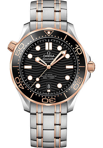 Omega Seamaster 210.20.42.20.01.001 Diver 300M Co-Axial Master Chronometer 42mm Steel And Sedna Gold Case - Unidirectional Bezel - Black Ceramic Dial