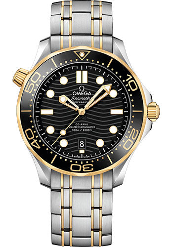 Omega Seamaster 210.20.42.20.01.002 Diver 300M Co-Axial Master Chronometer 42mm Steel And Yellow Gold Case - Unidirectional Bezel - Black Ceramic Dial