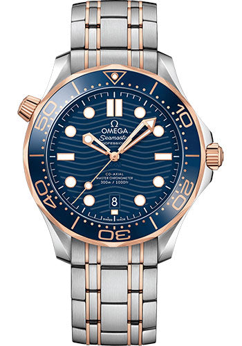 Omega Seamaster 210.20.42.20.03.002 Diver 300M Co-Axial Master Chronometer 42mm Steel And Sedna Gold Case - Unidirectional Bezel - Blue Ceramic Dial