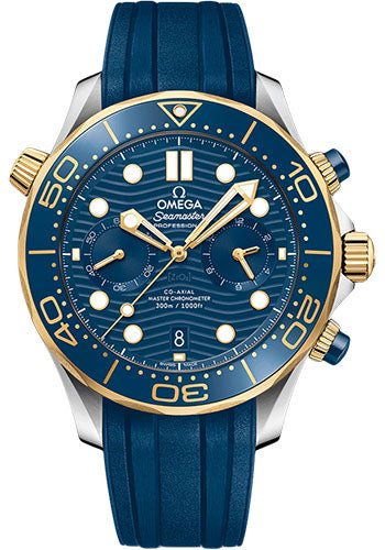 Omega Seamaster 210.22.44.51.03.001 Diver 300M Omega Co-Axial Master Chronometer Chronograph - 44mm Steel And Yellow Gold Case - Blue Dial - Blue Rubber Strap Main image
