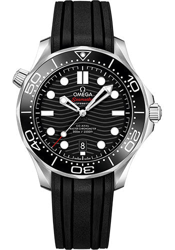 Omega Seamaster 210.32.42.20.01.001 Diver 300M Co-Axial Master Chronometer 42mm Steel Case - Unidirectional Bezel - Black Ceramic Dial - Black Rubber Strap