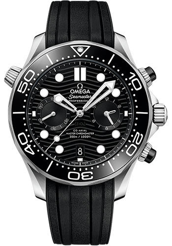 Omega Seamaster 210.32.44.51.01.001 Diver 300M Omega Co-Axial Master Chronometer Chronograph - 44mm Steel Case - Black Dial - Black Rubber Strap