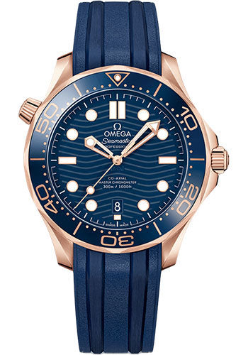 Omega Seamaster 210.62.42.20.03.001 Diver 300M Omega Co-Axial Master Chronometer - 42mm Sedna Gold Case - Blue Dial - Blue Rubber Strap Main image