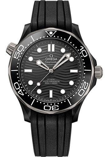 Omega Seamaster 210.92.44.20.01.001 Diver 300M Co-Axial Master Chronometer 43.5mm Black Ceramic Case - Unidirectional Bezel - Black Ceramic Dial - Black Rubber Strap Main image